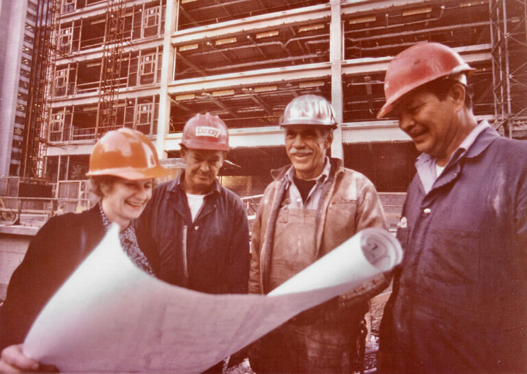 Beverly Willis in Hard Hat at Construction Site © Beverly Willis Estate web